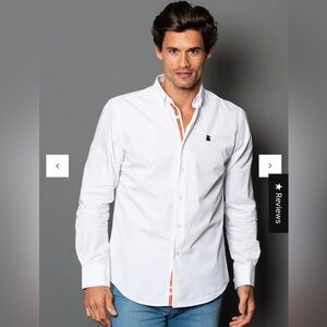 Classic White Dress Shirt with Embroidered Detail